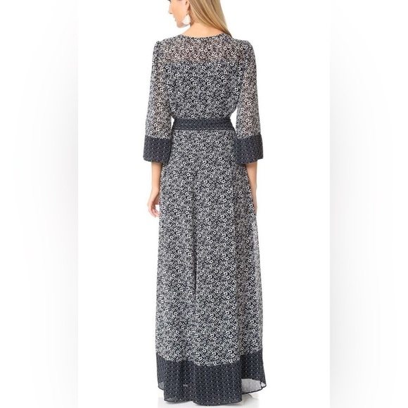 Tularosa Jolene Blue Floral Long Sleeves Wrapped Maxi Dress - Picture 2 of 13